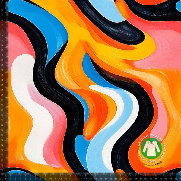 Colorful waves_with_rulers Jersey print med farverigt bølgemønster