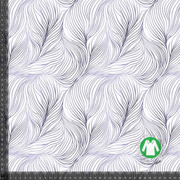 Purple lines_with_rulers Jersey print med leaf line art i lilla, digitalprint på bomuld/lycra 220 g/m²