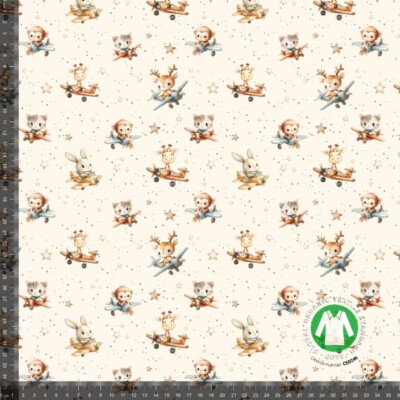 Jersey print with cute flying animals