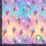 Jersey print med sommer isvafler - pastel