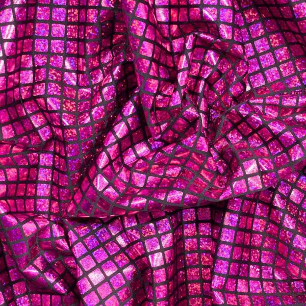 Folie med firkanter pink strækstof 160 g/m² 160 cm bred