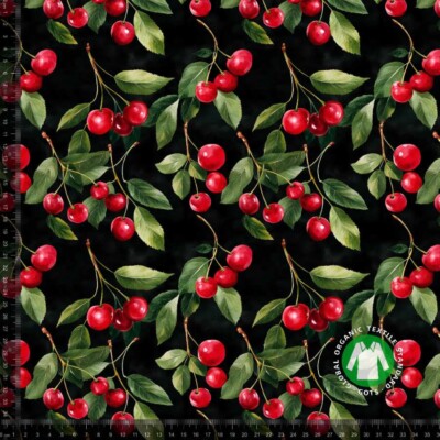 Jersey print cherry - black