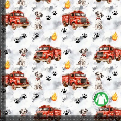 Jersey print Dalmatians and fire trucks