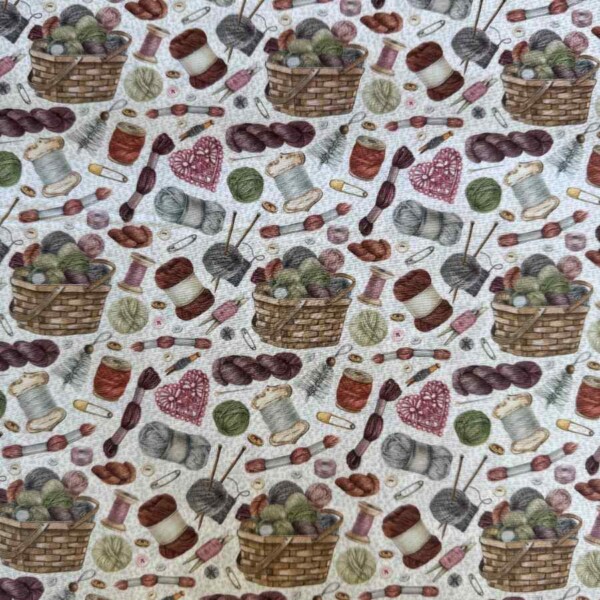Patchwork stof strikke kurv - vævet bomuld 145 g/m²