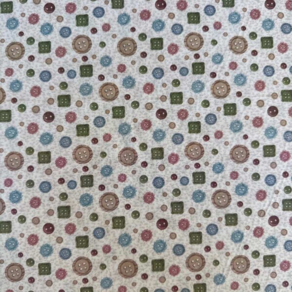 Patchwork stof med knapper - vævet bomuld 145 g/m²