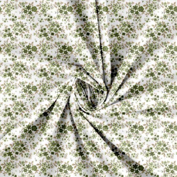 NATURA-112 XS - CREASED Patchwork fabric with beautiful flowers - green