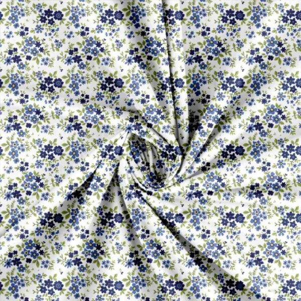 NATURA-114 XS - CREASED Patchwork fabric with beautiful flowers - blue