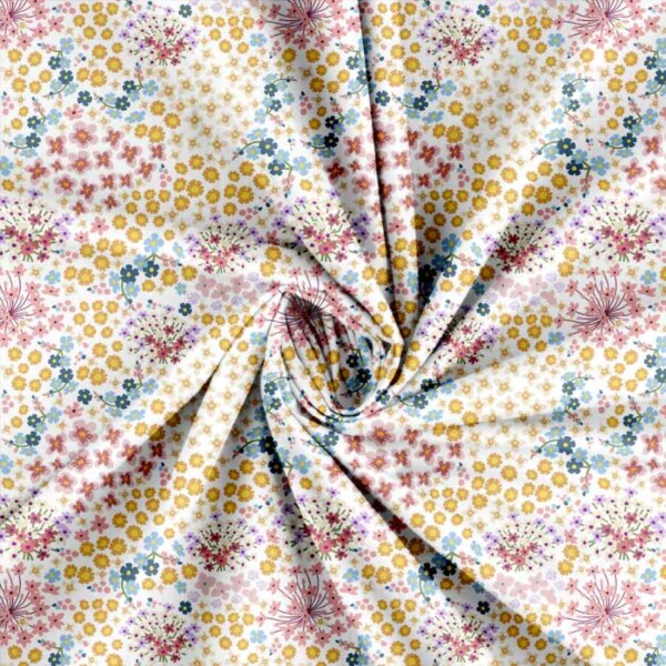 Patchwork stof med flotte blomster multi 3 i 100% bomuld 145 g/m²