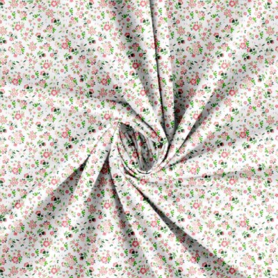 Patchwork stof med små blomster - hvid i 100% bomuld, 145 g/m²