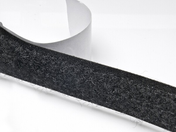 Velcro med lim (HUN) sort i bredder 20 mm til 50 mm