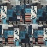 Bomuld twill med denim print - 3