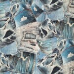 Bomuld twill med denim print - 1