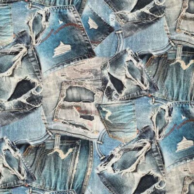 Bomuld twill med denim print - 1