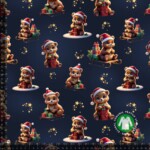 Jersey print med søde julebjørne - navy