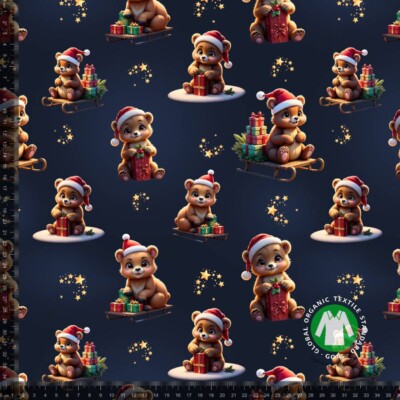 Jersey print with cute Christmas bears - navy