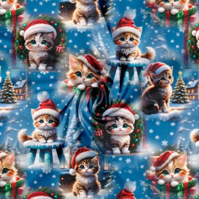 Jersey print with cute Christmas cats - Image 2