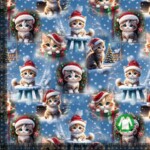 Jersey print with cute Christmas cats