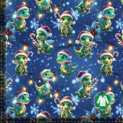 Jersey print with cute Christmas dinos - 3