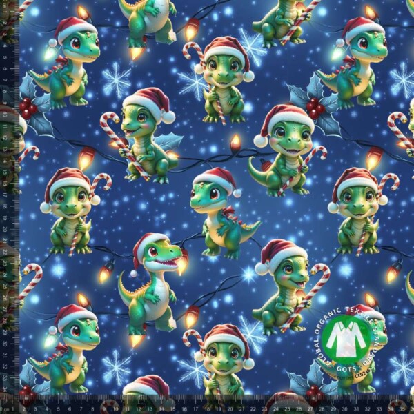 CUTE DINO V1_with_rulers Jersey print with cute Christmas dinos - 3