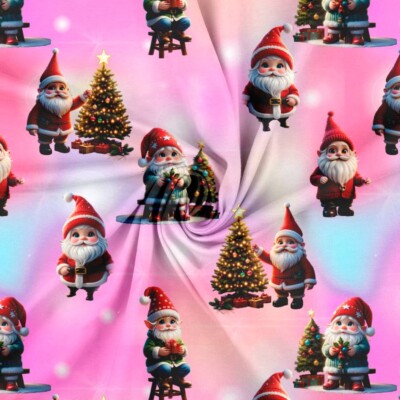 Jersey print with cute Christmas elves - pink - Image 2