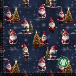 Jersey print with cute Christmas elves - navy