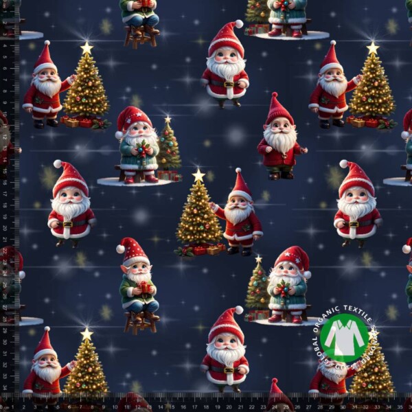 CUTE GNOMES V1 _with_rulers Jersey print with cute Christmas elves - navy
