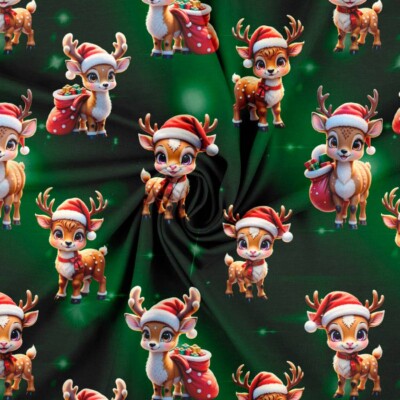 Jersey print with cute Christmas reindeer - green - Image 2