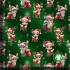 Jersey print med søde julerensdyr grøn digitalprint jersey 220 g/m²