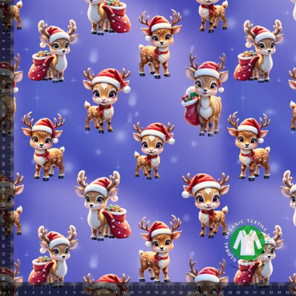 CUTE REINDEERS V1_with_rulers Jersey print med søde jule rensdyr - lilla