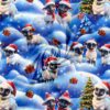 Close-up of digital print jersey with Christmas sheep and snowy landscape 160 cm
