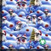 Digital print cotton jersey with cute Christmas sheep in snowy landscape 220 g/m²