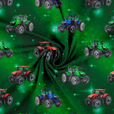 Jersey print with Christmas tractors - green - Image 2