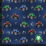 Jersey print with Christmas tractors - navy