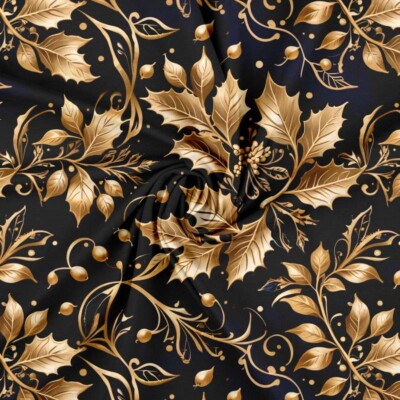 Jersey print with Christmas leaves in gold - Image 2