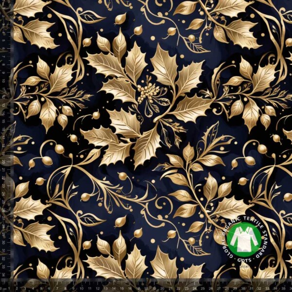 Christmas gold leaf_with_rulers Jersey print with Christmas leaves in gold