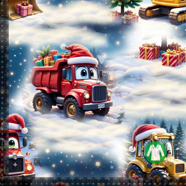 Cute Christmas Vehicles_with_rulers Jersey print med søde jule maskiner
