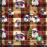 Jersey print with cute Christmas sheep - checks