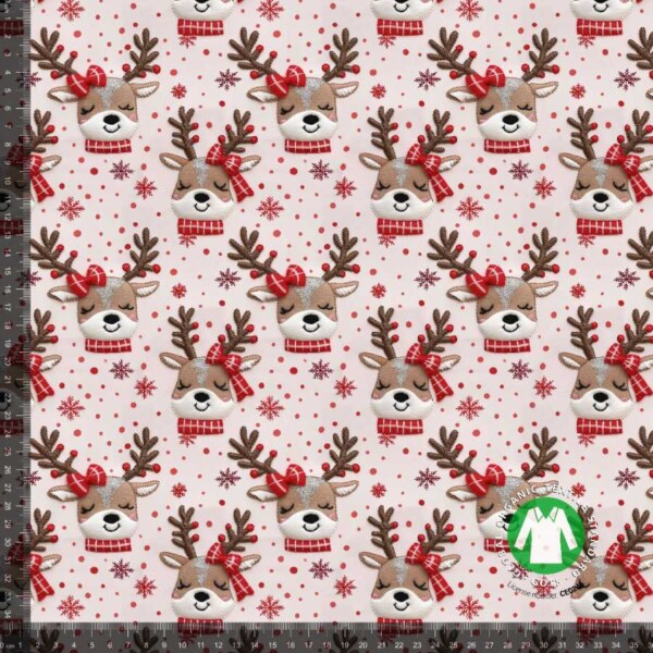 Embroidery Rudolph_with_rulers Jersey print med broderede søde jule rensdyr