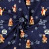 Dark blue French terry with Christmas bears in cotton lycra