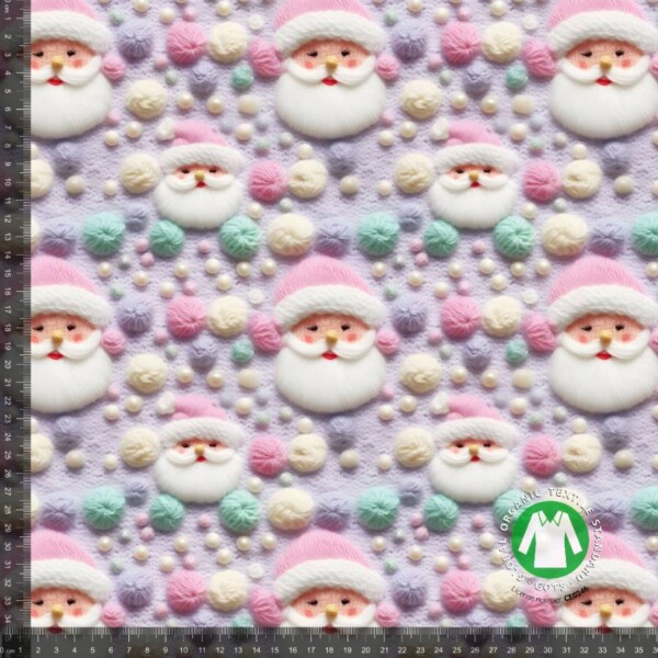 Knitted pastel santa_with_rulers Jersey print med broderede lyserøde julemænd