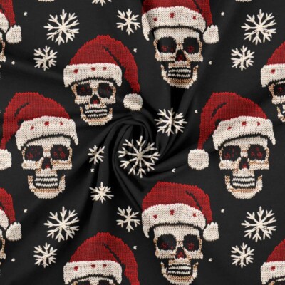 Jersey print med knitted santa skulls - Billede 2