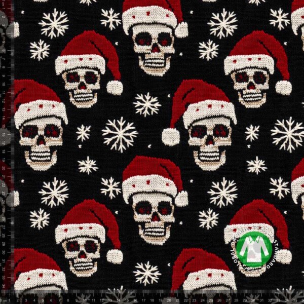 Jersey print med knitted santa skulls – digitalprint jersey stof