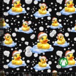 Jersey print med rubber ducks og nissehuer - sort