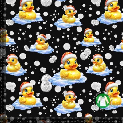 Jersey print med rubber ducks og nissehuer - sort