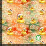 Jersey print with rubber ducks and Santa hats - bubbles