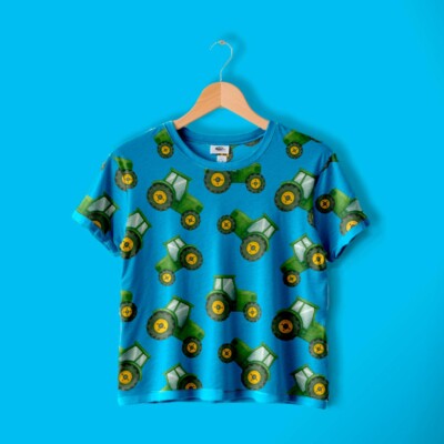 Jersey print med sødt traktor motiv - blå - Image 3