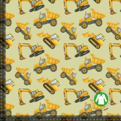 Jersey print with cute work machines - green
