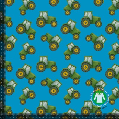 Jersey print with cute tractor motif - blue