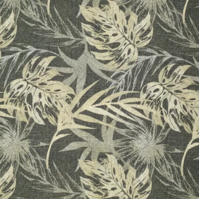 Cotton twill with green leaves