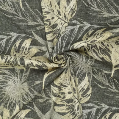 Bomuld twill med grønne blade - Billede 4